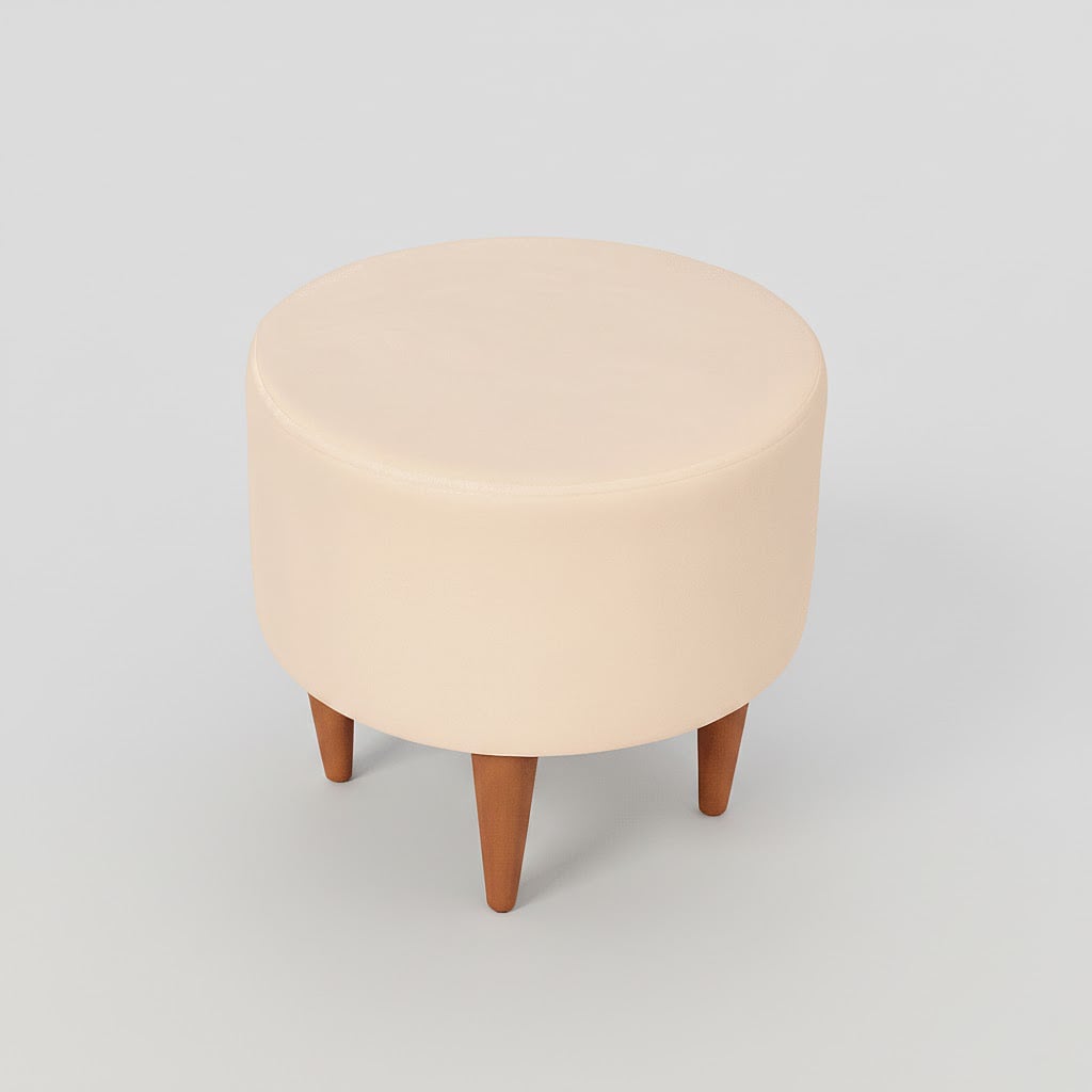 Round Pouf Wooden Legs