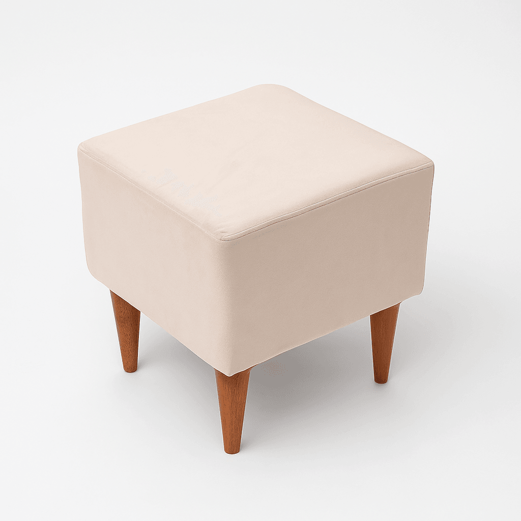 Square Pouf Wooden Legs